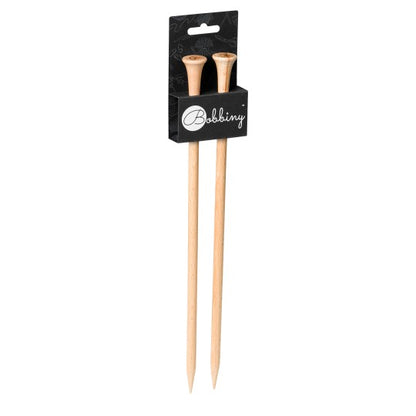 Beech wood knitting needles, full length view