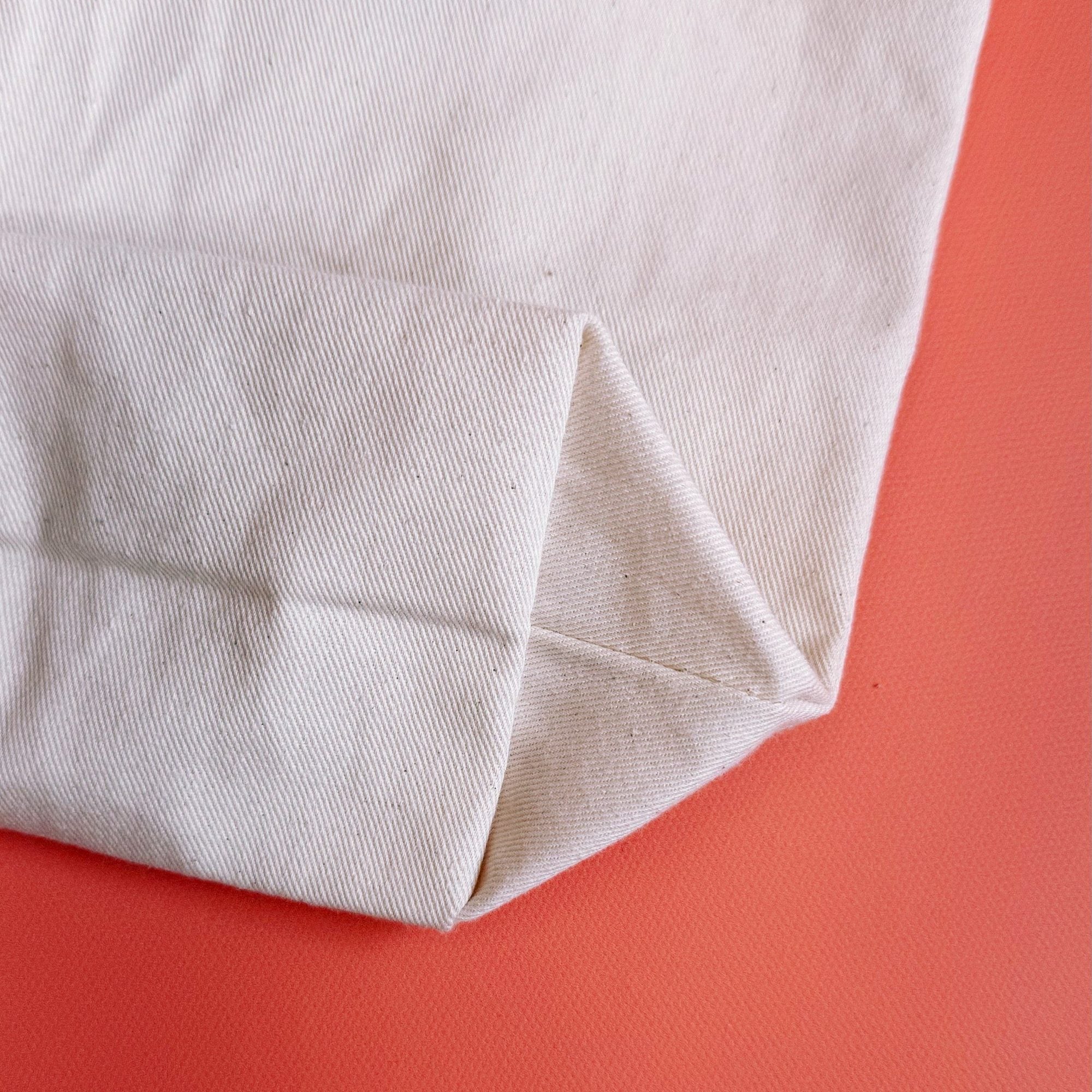 Organic cotton tote bag, close-up of handles