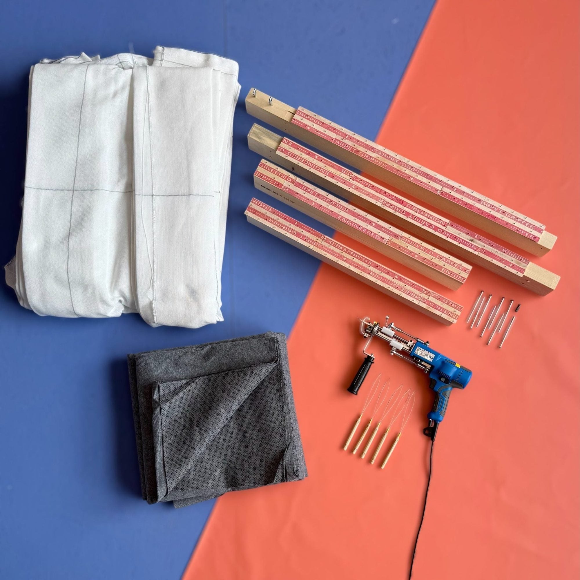 AK-V Tufting-Starter-Set mit Rahmen, Übersicht der Komponenten