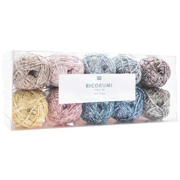 Rico Design Ricorumi Spray DK yarn set packaging containing 10 skeins