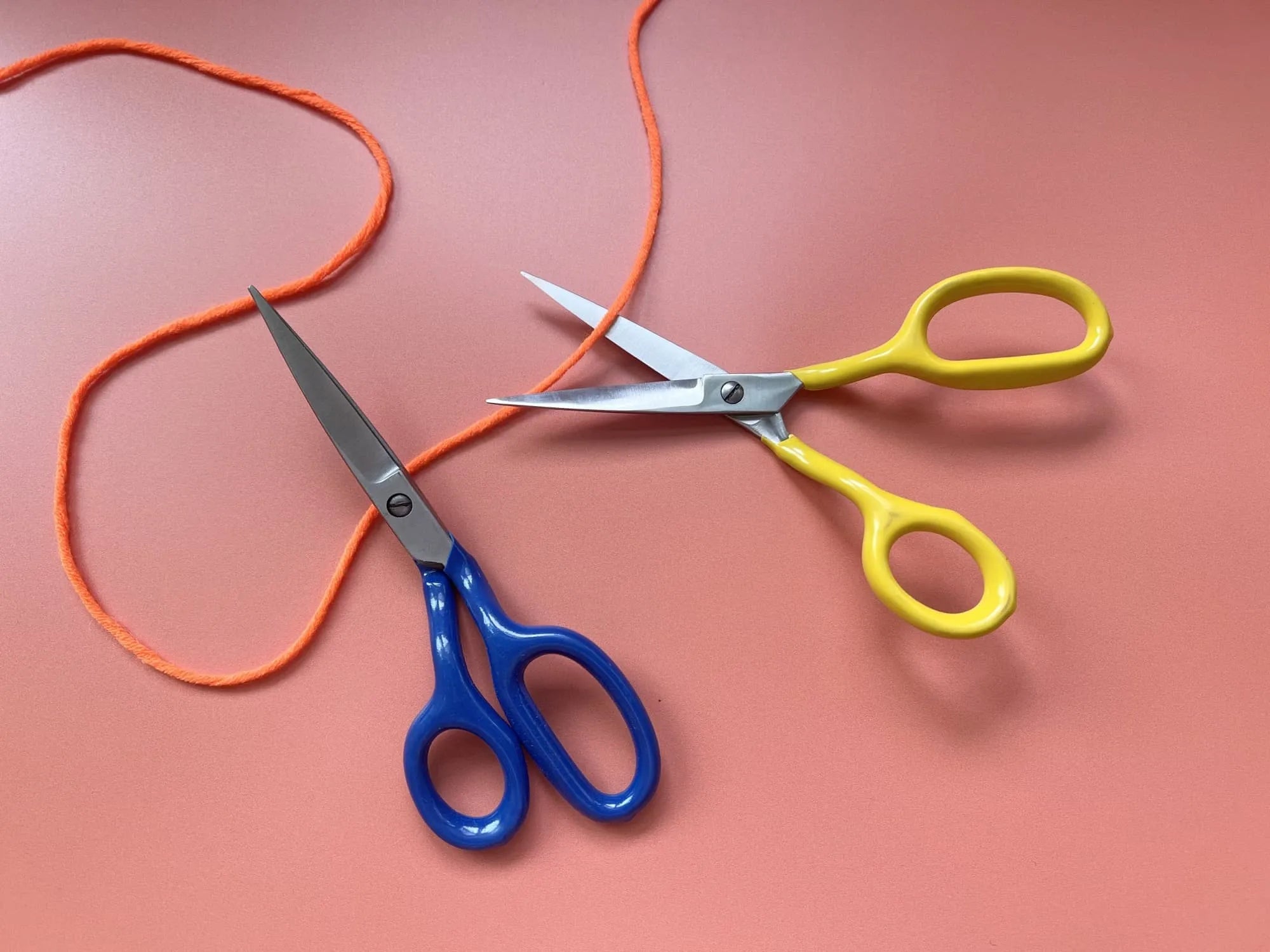 Premium Bendt scissors in blue, close-up