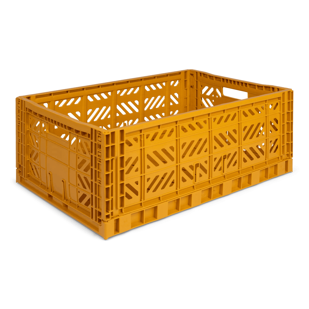 Aykasa Maxi foldable crate in Mustard with tufting gear