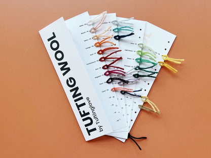 Sample card with tufting wool colours, detail